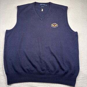 Polo Ralph Lauren Sweater Vest Men's L Golf Cashmere Blend Olympic Club‎ US Open
